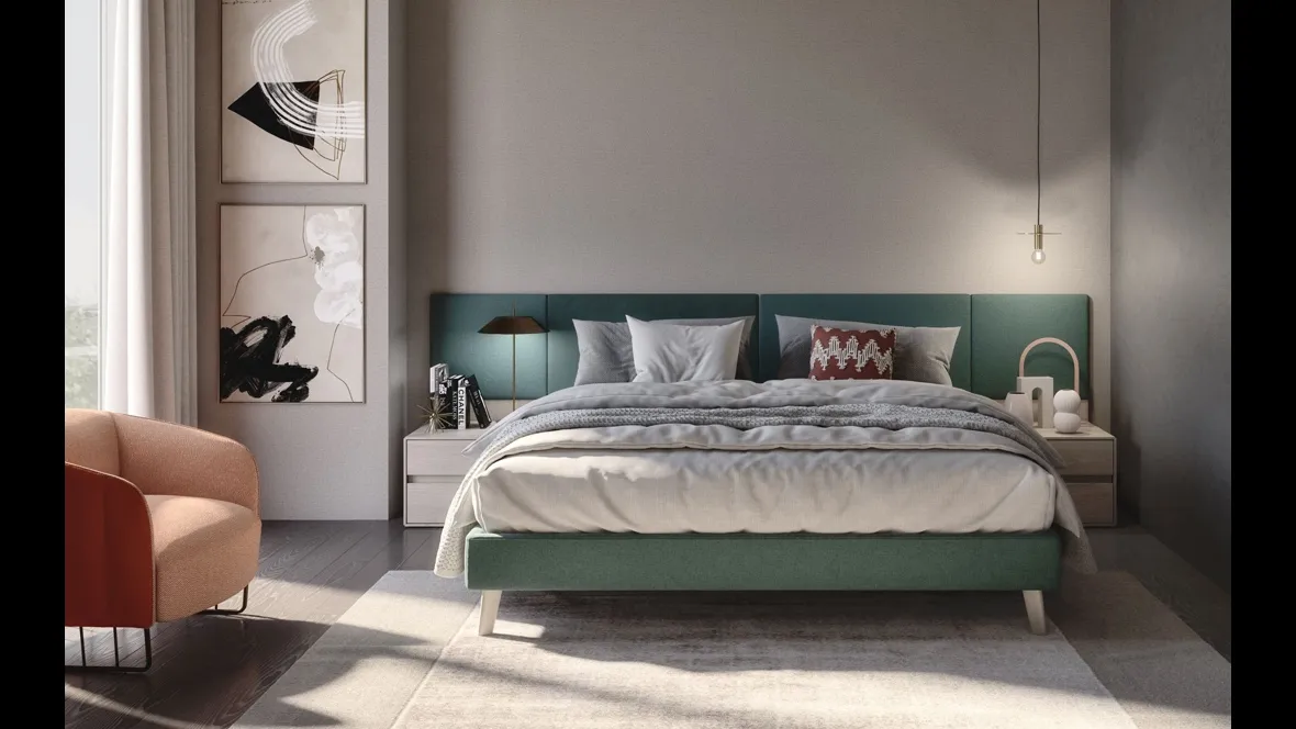 Letto in tessuto con testiera Jolly pannelli imbottiti di S75