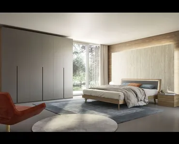 Letto in melaminico finitura noce e testiera illuminata Tahiti Led di S75