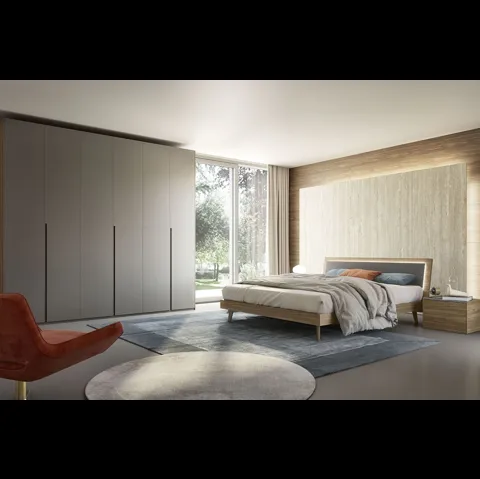 Letto in melaminico finitura noce e testiera illuminata Tahiti Led di S75