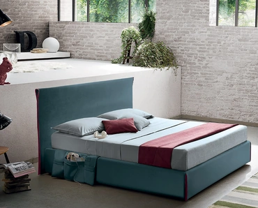 Letto in tessuto con testiera essenziale e leggera Tim di Felis