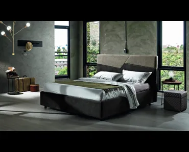 Letto matrimoniale Tobia trapuntato con testiera bicolore di MaxHome