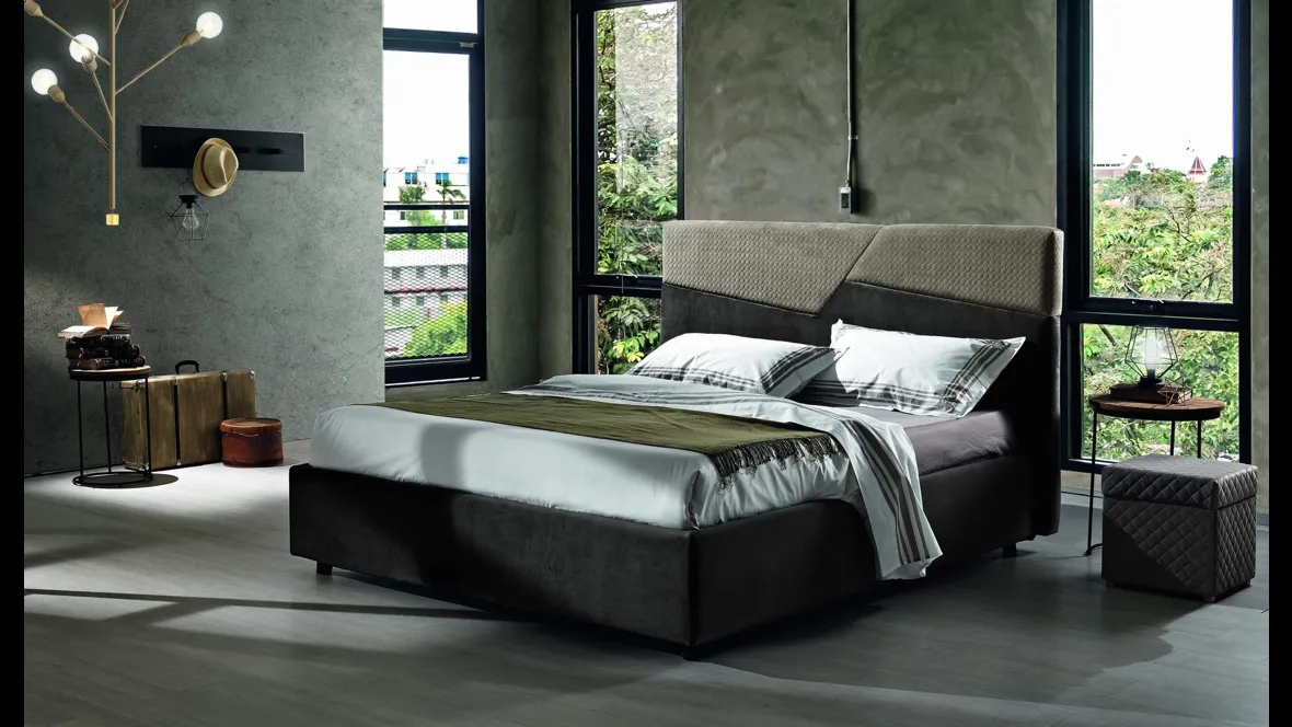 Letto matrimoniale Tobia trapuntato con testiera bicolore di MaxHome