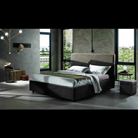 Letto matrimoniale Tobia trapuntato con testiera bicolore di MaxHome