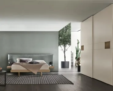 Letto Fusion con testiera in tessuto di Tomasella