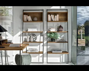 Libreria Movida in materico nodato scuro e metallo di Tomasella