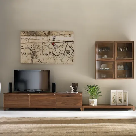 Mobile Porta Tv Palazzi Colosseo P419 in legno massello intarsiato a mano di Arte Brotto