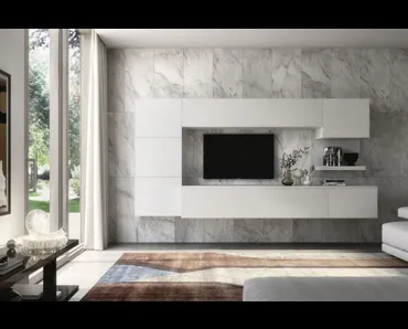 Parete Attrezzata sospesa in finitura olmo bianco Spot Noemi 02 di S75