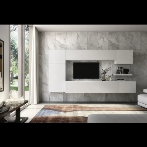 Parete Attrezzata sospesa in finitura olmo bianco Spot Noemi 02 di S75
