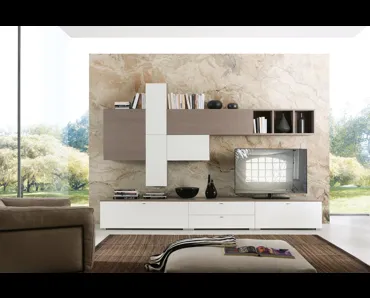 Parete Attrezzata Spot Cindy 02 finitura rovere ontario e bianco di S75