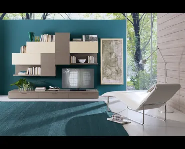Parete Attrezzata Spot Cindy 03 finitura rovere e magnolia di S75