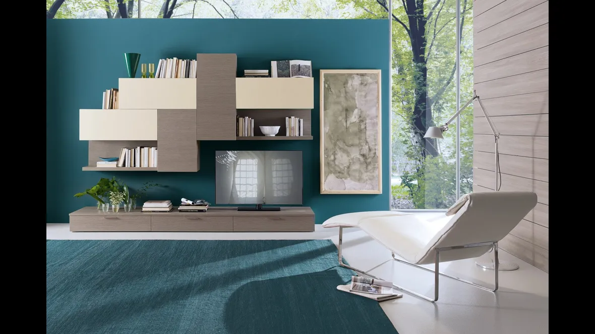 Parete Attrezzata Spot Cindy 03 finitura rovere e magnolia di S75