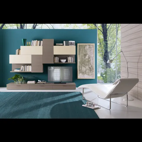 Parete Attrezzata Spot Cindy 03 finitura rovere e magnolia di S75