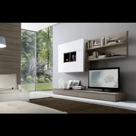 Parete Attrezzata Spot Irma 06 finitura olmo brown e bianco di S75