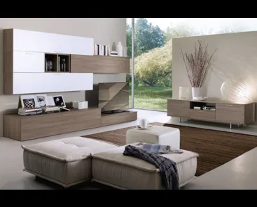 Parete Attrezzata Spot Irma 08 finitura olmo brown e bianco di S75