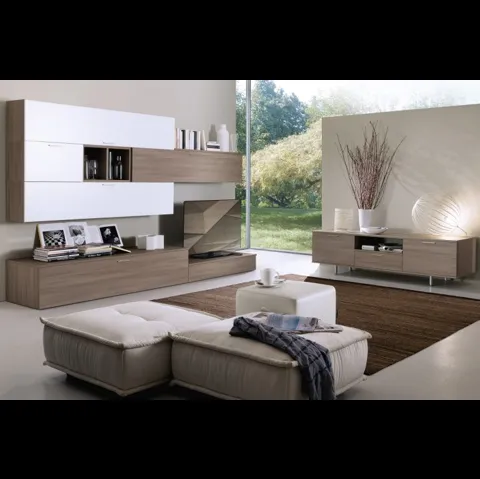Parete Attrezzata Spot Irma 08 finitura olmo brown e bianco di S75
