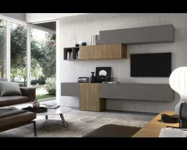Parete Attrezzata in finitura grey e noce Supreme Ingrid Noce 02 di S75