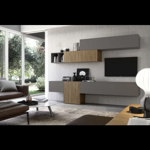 Parete Attrezzata in finitura grey e noce Supreme Ingrid Noce 02 di S75