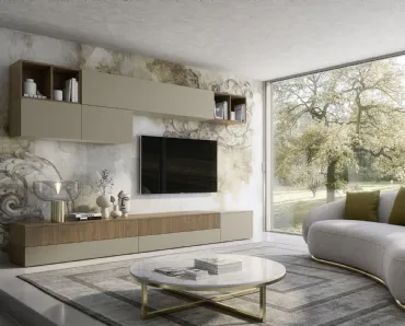 Parete Attrezzata Supreme in finitura noce e creta Ingrid Noce 03 di S75