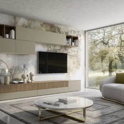 Parete Attrezzata Supreme in finitura noce e creta Ingrid Noce 03 di S75