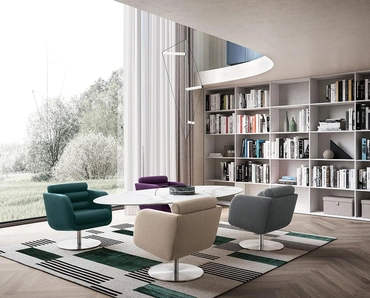Poltroncina imbottita in tessuto sfoderabile Tubes di Felis