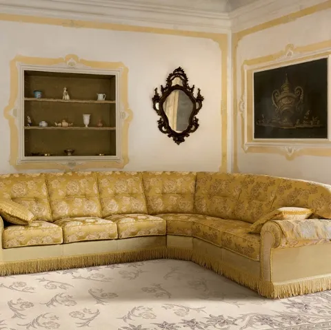 Divano classico angolare in tessuto Tiepolo-Luxury di Rigosalotti