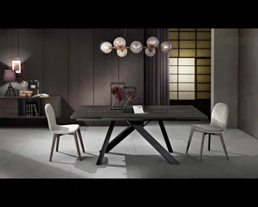 Tavolo allungabile Emme in vetroceramica Noir Desire di MaxHome