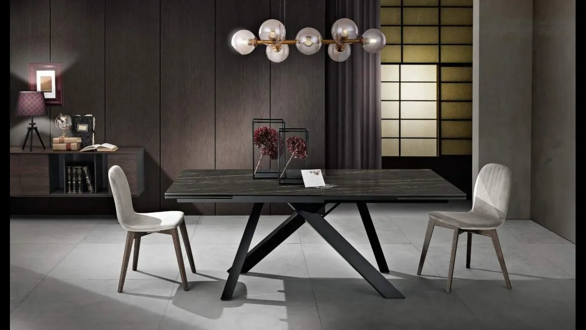 Tavolo allungabile Emme in vetroceramica Noir Desire di MaxHome