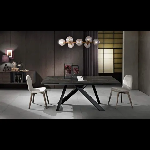 Tavolo allungabile Emme in vetroceramica Noir Desire di MaxHome