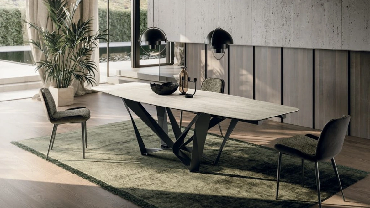 Tavolo allungabile Papillon in ceramica travertino di Sedit