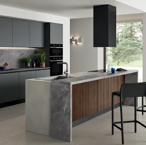 Cucina Moderna in laccato opaco con isola Easy 002 di Ar-due