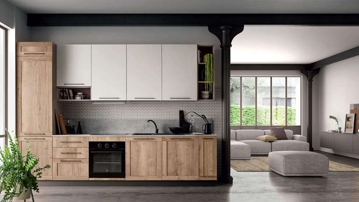 Cucina Moderna in linea effetto legno Easy 013 di Ar-due