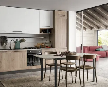Cucina Moderna effetto legno e laccato Easy 027 di Ar-due
