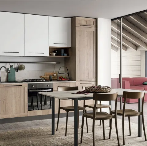 Cucina Moderna effetto legno e laccato Easy 027 di Ar-due
