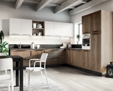 Cucina Moderna ad angolo effetto legno Easy 028 di Ar-due