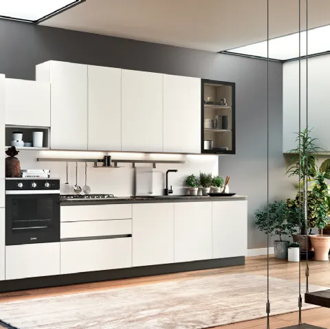 Cucina Moderna in laccato opaco lineare Easy 016 di Ar-due