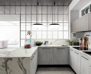 Cucina Moderna effetto cemento con penisola Easy 026 di Ar-due