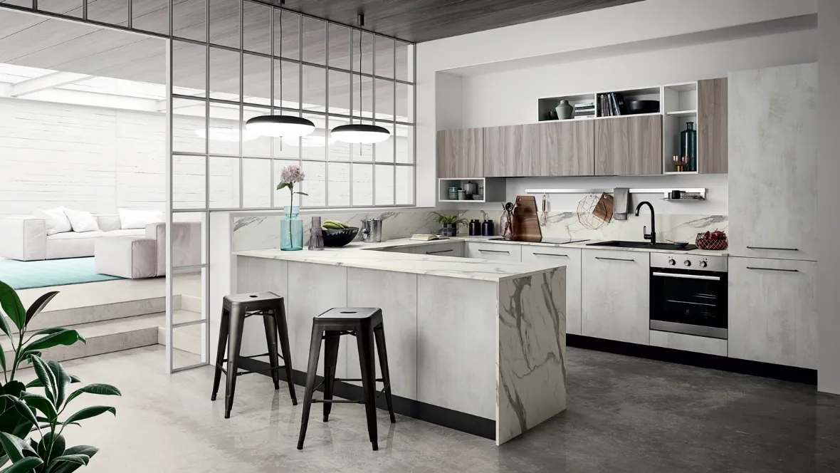 Cucina Moderna con penisola Easy 026 di Ar-due