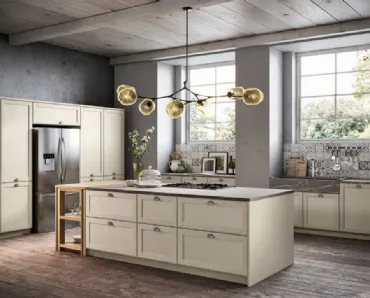 Cucina Moderna con isola in legno laccato Bianco Maestrale M09 di Scandola