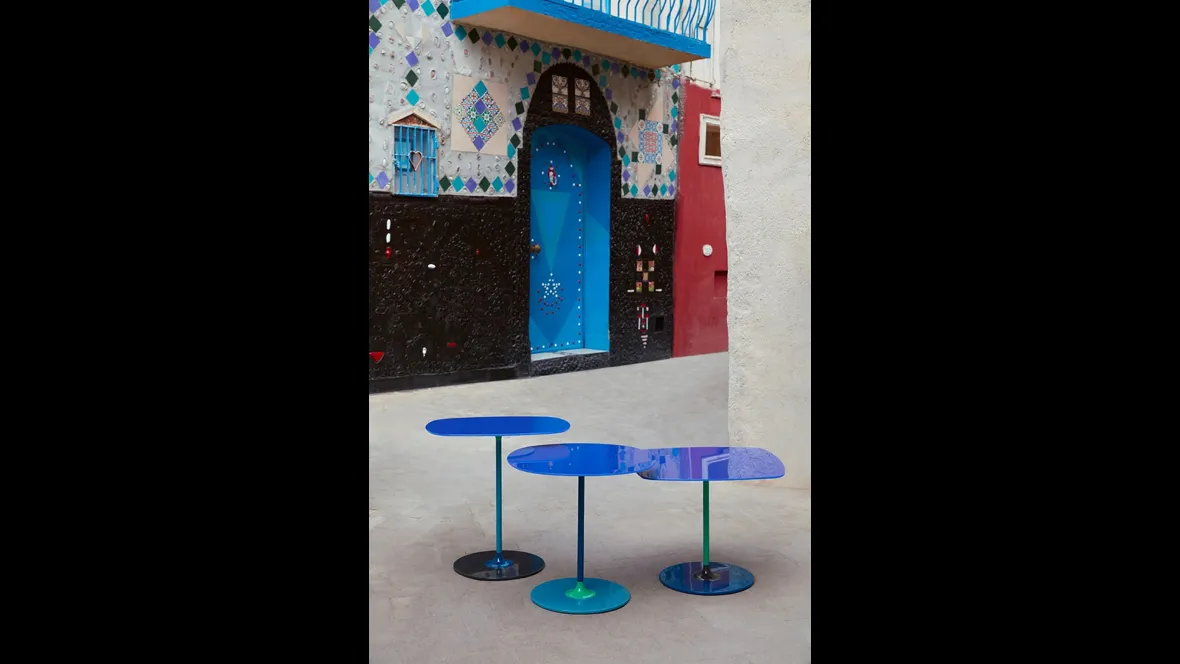 Tavolini Thierry in vetro e metallo di Kartell